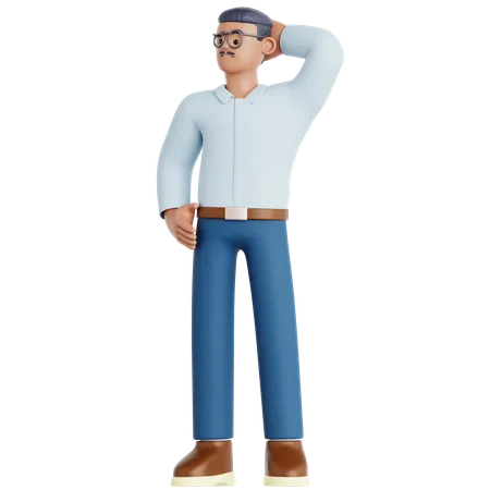 Hombre confundido  3D Illustration