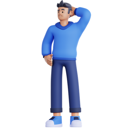 Hombre confundido  3D Illustration