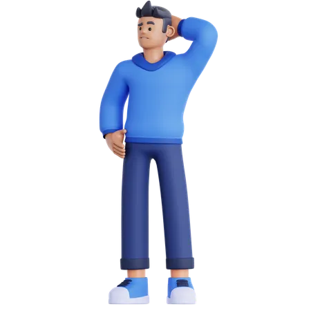 Hombre confundido  3D Illustration