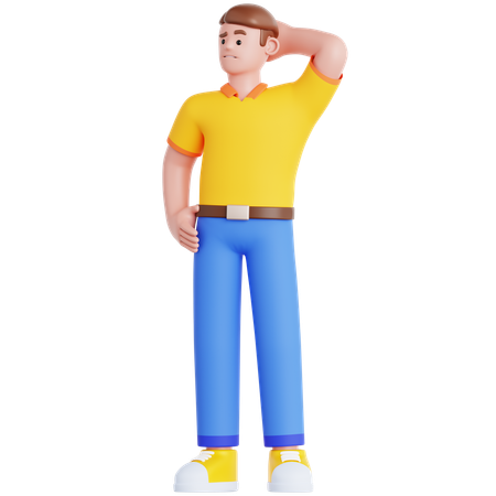 Hombre confundido  3D Illustration