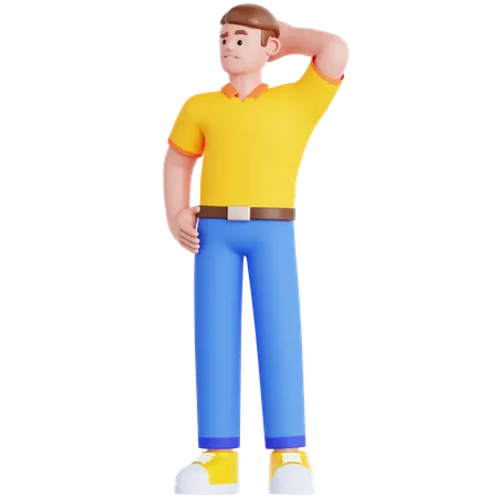 Hombre confundido  3D Illustration