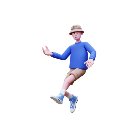 Hombre corriendo con la mano abierta  3D Illustration