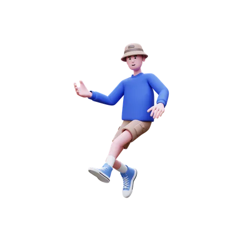 Hombre corriendo con la mano abierta  3D Illustration