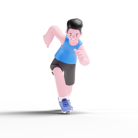 Hombre corriendo en partido  3D Illustration