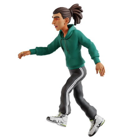 Hombre corriendo hacia su meta  3D Illustration