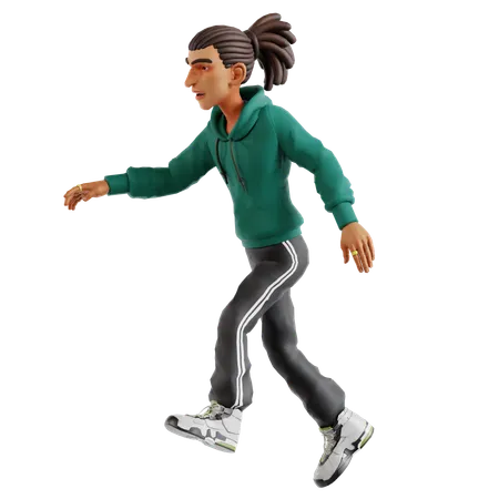 Hombre corriendo hacia su meta  3D Illustration