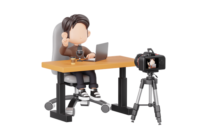 Hombre creador de contenido  3D Illustration