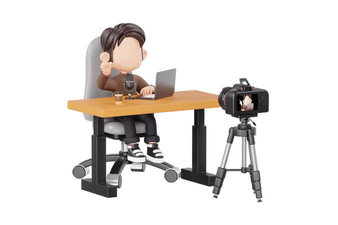 Hombre creador de contenido  3D Illustration