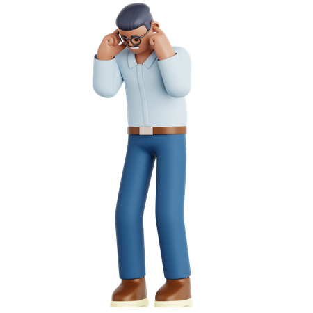 Hombre tapándose la oreja  3D Illustration