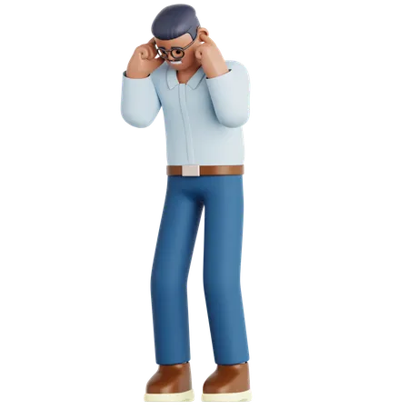 Hombre tapándose la oreja  3D Illustration