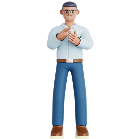 Hombre dando aplausos  3D Illustration