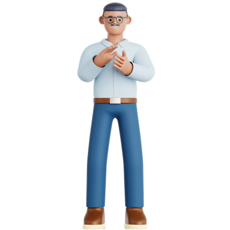 Hombre dando aplausos  3D Icon