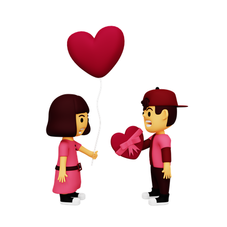 Hombre dando corazón en San Valentín  3D Illustration