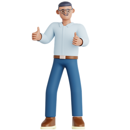 Hombre dando dos pulgares hacia arriba  3D Icon