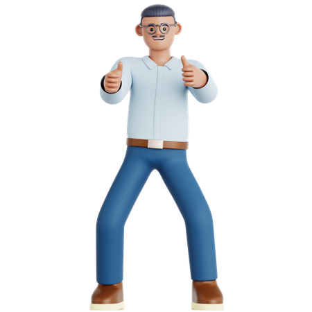Hombre dando dos pulgares hacia arriba  3D Icon