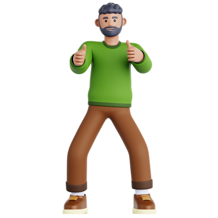 Hombre dando dos pulgares hacia arriba  3D Icon