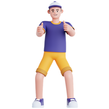 Hombre dando dos pulgares hacia arriba  3D Icon