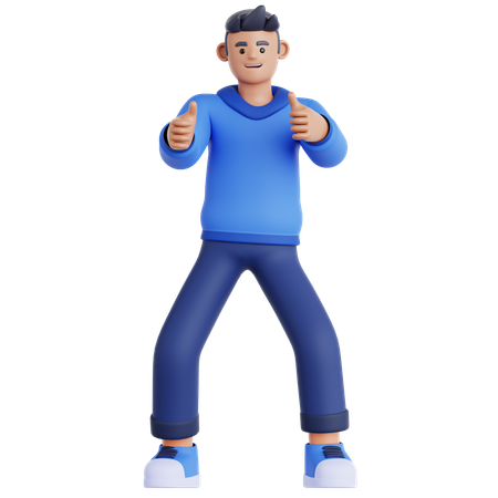 Hombre dando dos pulgares hacia arriba  3D Icon