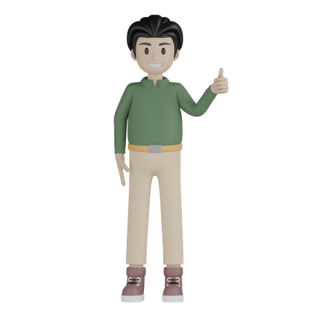 Hombre dando el pulgar hacia arriba pose  3D Illustration