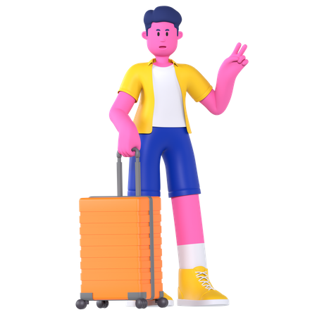 Hombre dando Cool Pose listo para vacaciones  3D Illustration