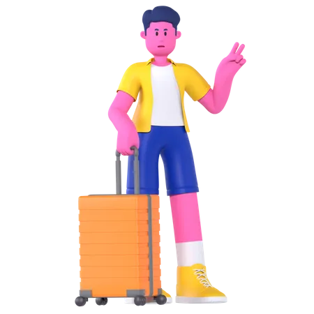 Hombre dando Cool Pose listo para vacaciones  3D Illustration