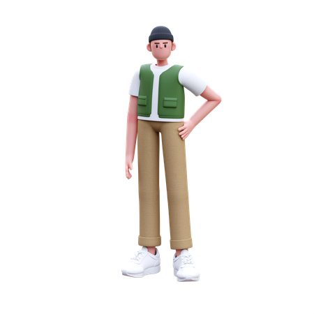Hombre dando pose de pie  3D Illustration