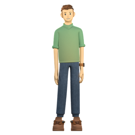 Hombre dando pose de pie  3D Illustration