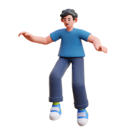 Hombre dando pose de salto  3D Icon