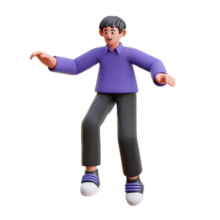 Hombre dando pose de salto  3D Illustration