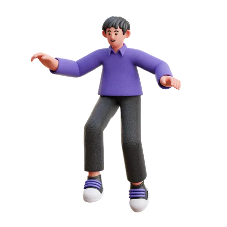 Hombre dando pose de salto  3D Illustration