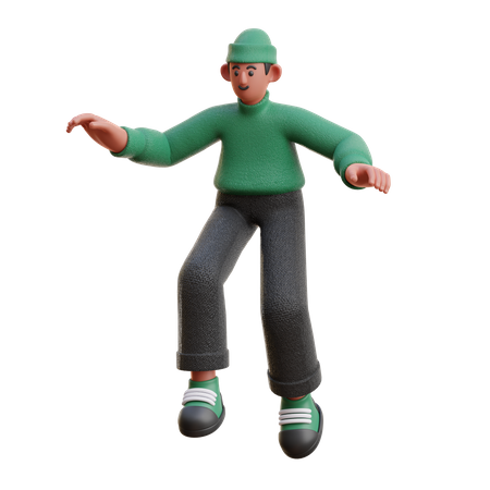 Hombre dando pose de salto  3D Illustration