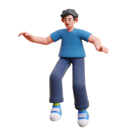 Hombre dando pose de salto  3D Illustration