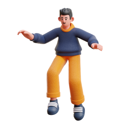 Hombre dando pose de salto  3D Illustration