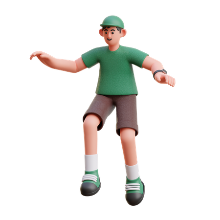 Hombre dando pose de salto  3D Illustration