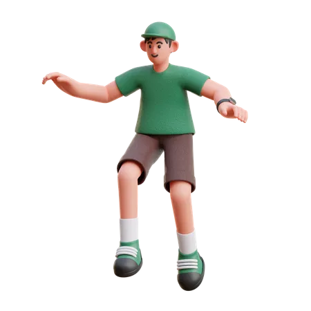 Hombre dando pose de salto  3D Illustration