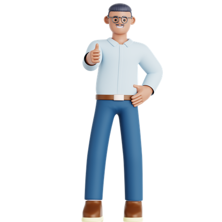 Hombre dando pulgares arriba  3D Icon