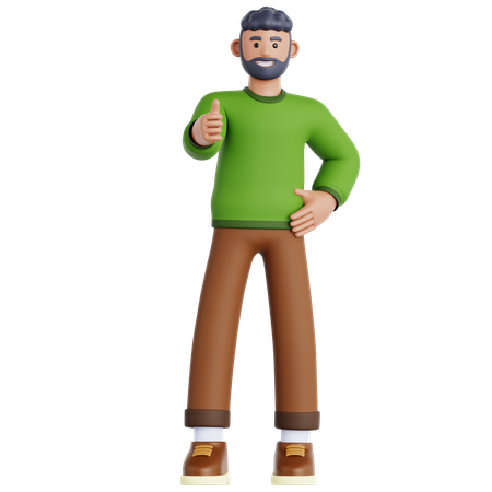 Hombre dando pulgares arriba  3D Icon