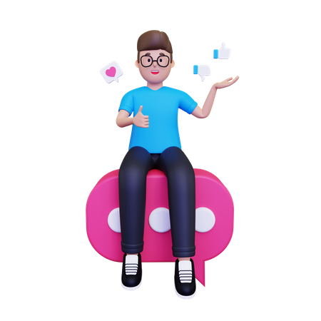 Hombre dando retroalimentación  3D Illustration