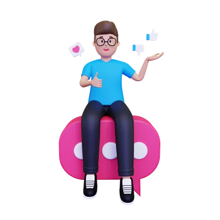 Hombre dando retroalimentación  3D Illustration