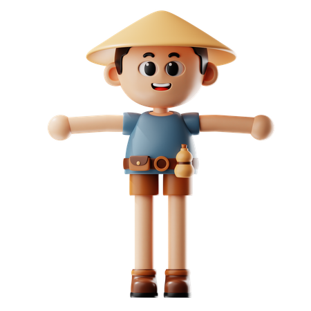 Hombre dando pose en T  3D Illustration