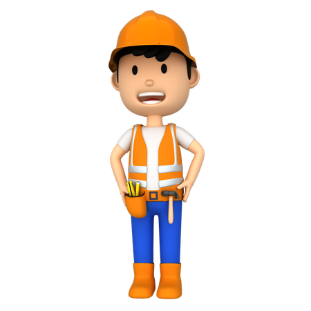 Hombre de la construcción  3D Illustration