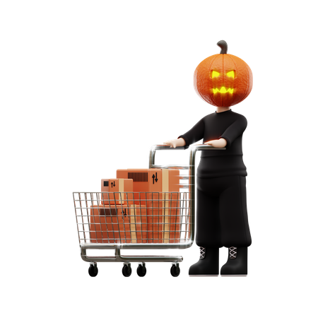 Hombre de Halloween con hacer compras  3D Illustration