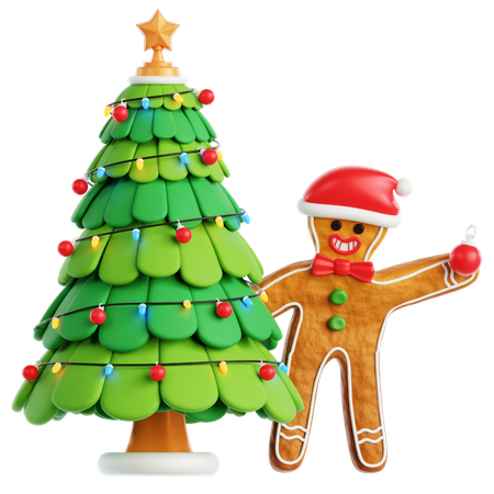 Hombre de jengibre decorar el árbol de Navidad  3D Icon