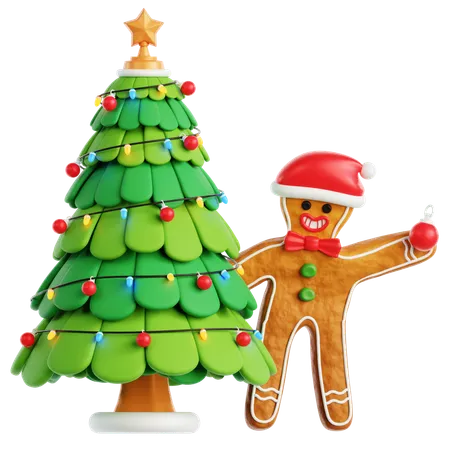 Hombre de jengibre decorar el árbol de Navidad  3D Icon