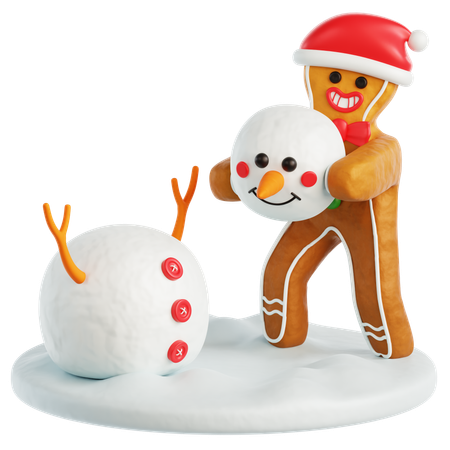 Hombre de jengibre hacer un muñeco de nieve  3D Icon