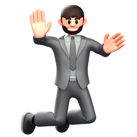 Hombre de negocios agitando ambas manos  3D Icon