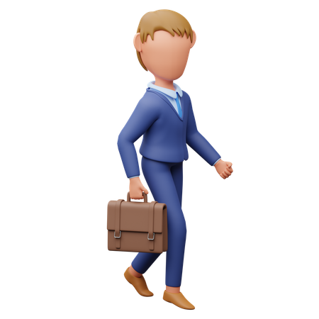 Empresario caminando con bolsa de oficina  3D Illustration