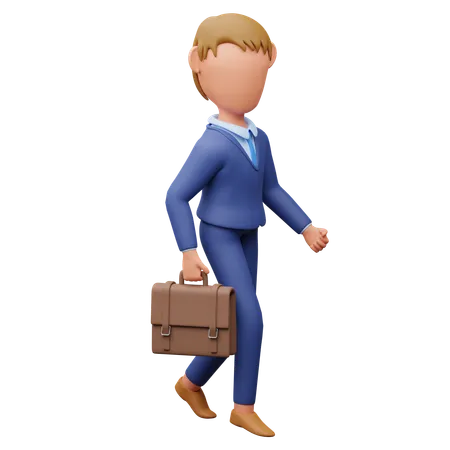 Empresario caminando con bolsa de oficina  3D Illustration