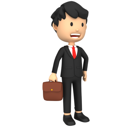 Empresario con bolsa de oficina  3D Illustration