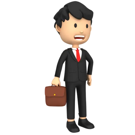 Empresario con bolsa de oficina  3D Illustration